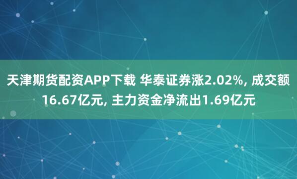 天津期货配资APP下载 华泰证券涨2.02%, 成交额16.67亿元, 主力资金净流出1.69亿元